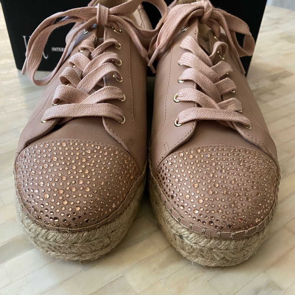 INC International Concepts Blush Pink Rhinestone Espadrille Sneakers